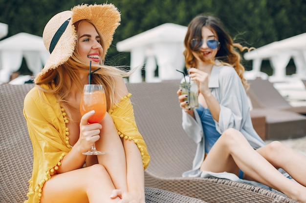 Two elegant girls on a resort Free Photo