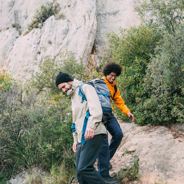 Free Photo Two Friends Hiking Together
