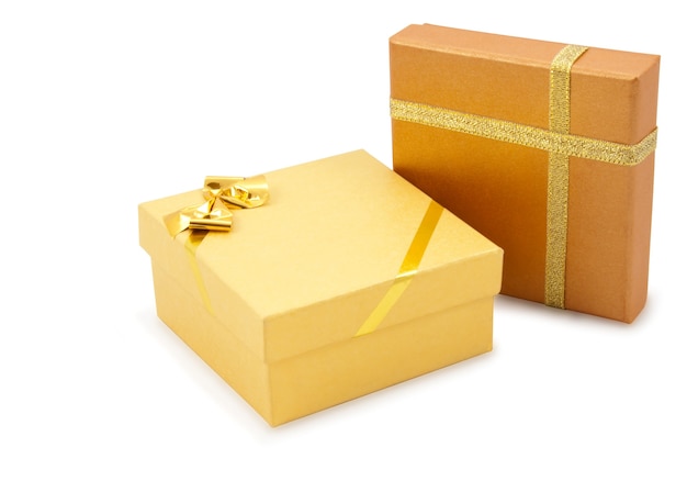 Premium Photo Two Golden Gift Box Packaging