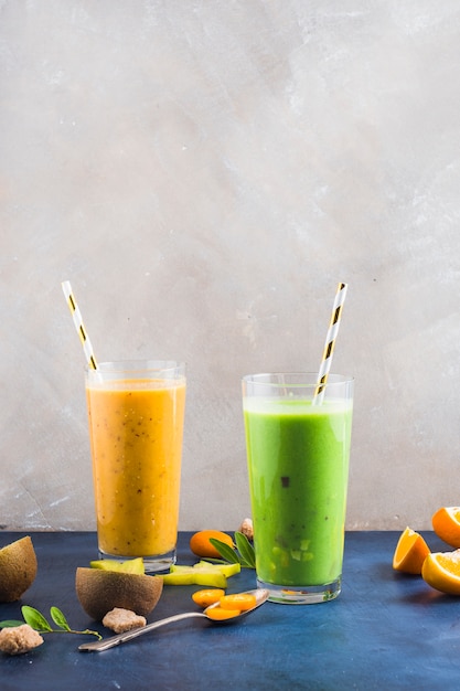 Two healthy and delicious smoothies Free Photo