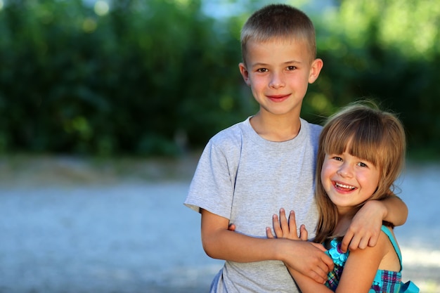 Premium Photo | Two little children brother and sister together. girl ...