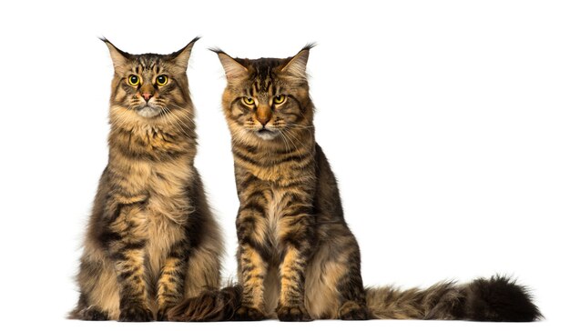 Premium Photo | Two maine coons sitting and one of them is sulking