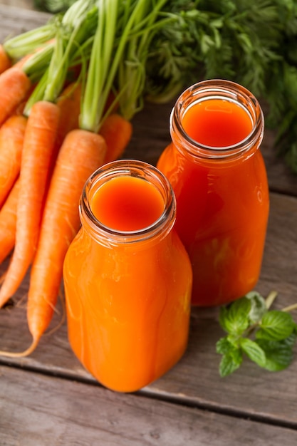 Free Photo | Two natural carrot smoothies