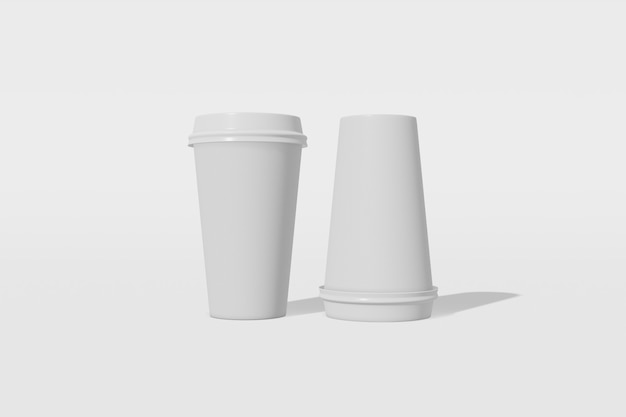 Premium Photo | Two paper cups mockup with a lid on a white background ...