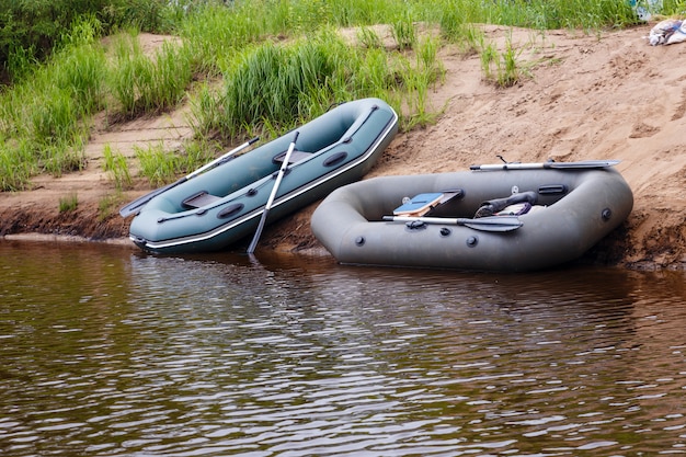 Premium Photo | Two rubber boats