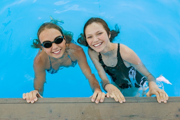 teenage girls swimming