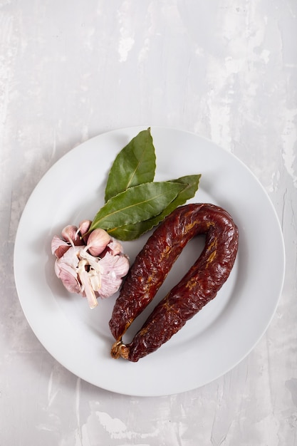 Premium Photo | Typical smoked portuguese sausage chourico