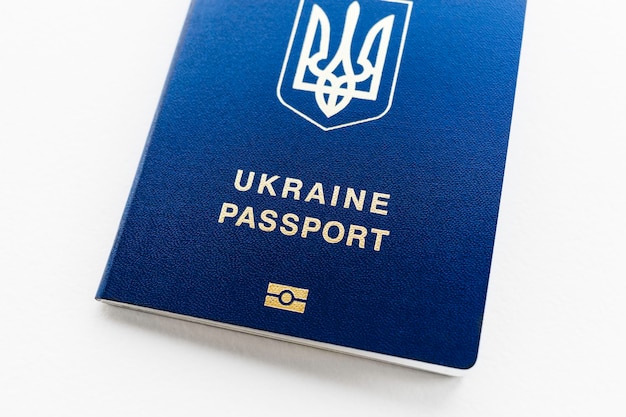 Premium Photo | Ukrainian foreign biometric passport on white