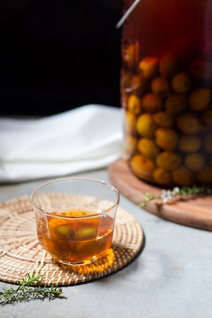 Premium Photo | Umeshu Or Japanese Plum Wine In Glass.