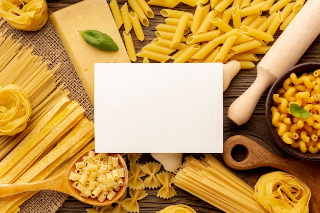 Download Free Photo | Uncooked pasta with white rectangle mock-up
