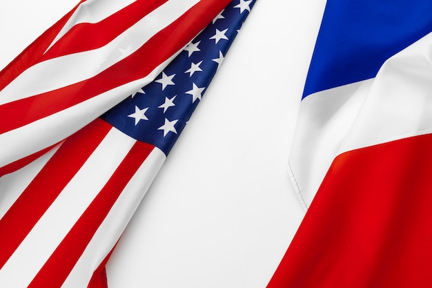 Premium Photo | United states of america flag and france flag