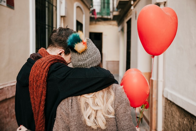 Unrecognizable Couple With Balloons Free Photo