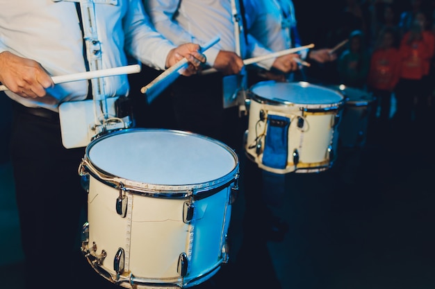 Premium Photo Unrecognizable Man Marching While Playing Drumming On Drum 1965