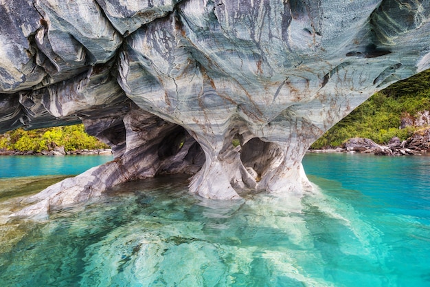 Premium Photo | Unusual marble caves on the lake of general carrera ...