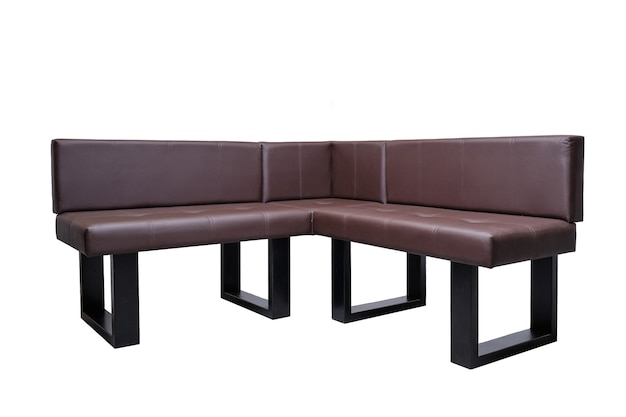 Unusual Modern Brown Leather Bench, Contemporary Modern Leather Bench
