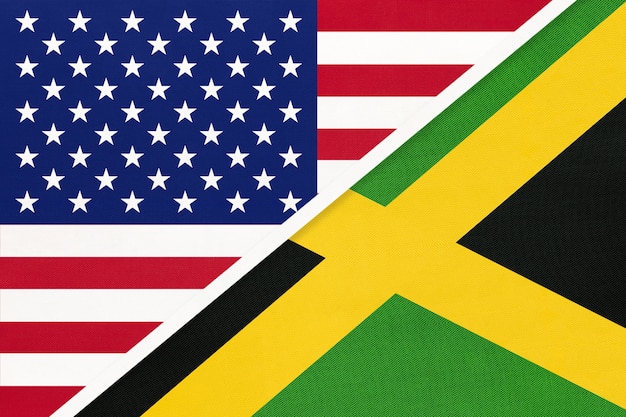 アメリカvsジャマイカ国旗 二国間の関係 プレミアム写真