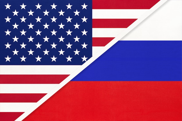 Premium Photo Usa Vs Russia National Flag From Textile Relationship Between American And