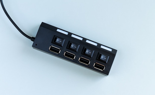 Premium Photo | Usb hub for multiple usb devices to computer port close-up