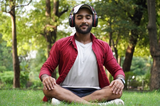 Premium Photo | Using headphone and pranayama for anxiety disorders