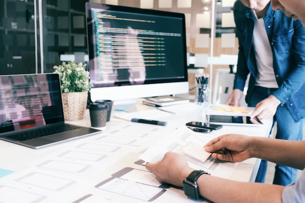 Ux ui and programming development technology. Premium Photo