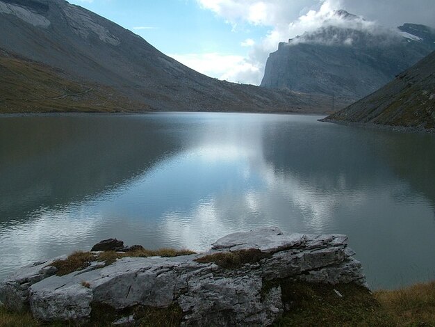 Valais lonely switzerland water see mountains Photo | Free Download