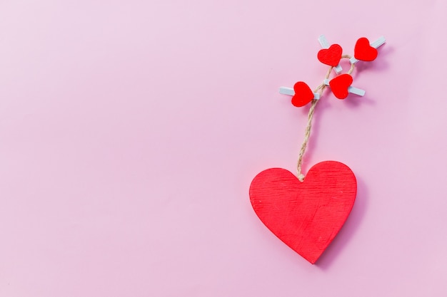 Premium Photo Valentine S Day Card Wooden Red Hearts Isolated On Pink Background Happy Valentine Day Concept Festive Postcard Love Concept For Mother S Day And Valentine S Day Copy Space