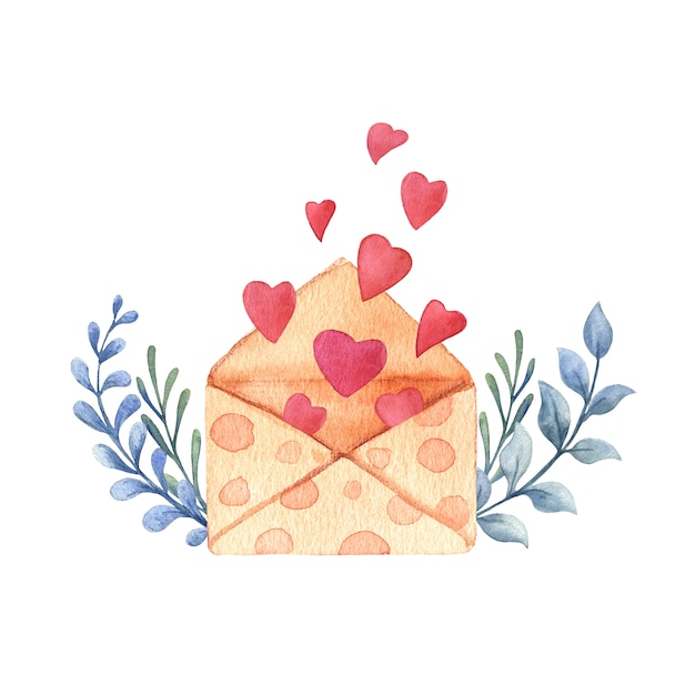 Valentine's day watercolor card. | Premium Photo