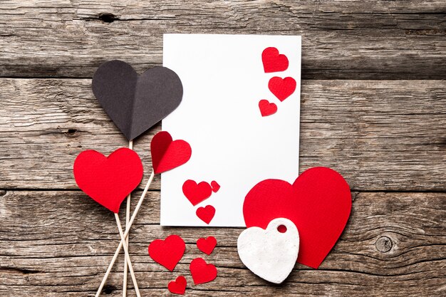 Premium Photo Valentines day blank greeting card with decorative hearts