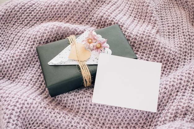 Download Valentines day mockup. craft gift box with empty white ...