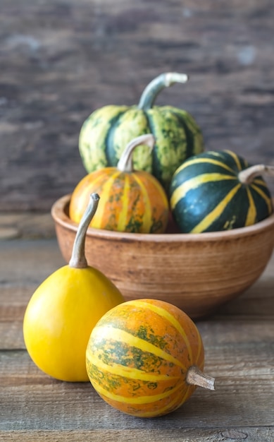 Premium Photo | Variety of ornamental pumpkins