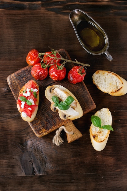 Premium Photo | Various of bruschetta