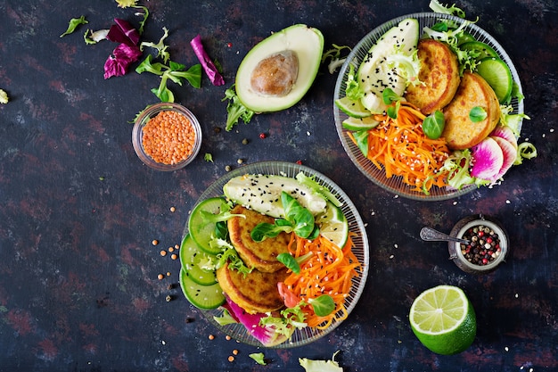 Premium Photo Vegan Buddha Bowl Dinner Food Table Healthy Food