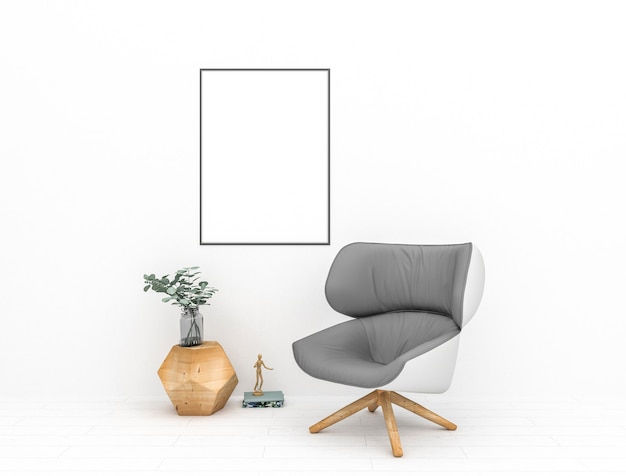 Premium Photo | Vertical frame in scandinavian interior