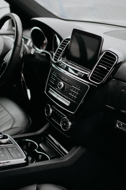 Premium Photo | Vertical photo of luxury modern car interior.