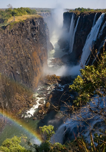 Premium Photo | Victoria falls a general view with a rainbow