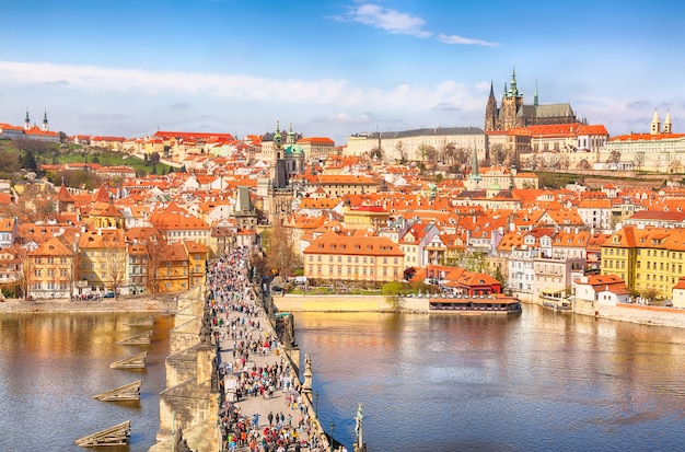 Premium Photo | View of charles bridge, prague castle and vltava river ...