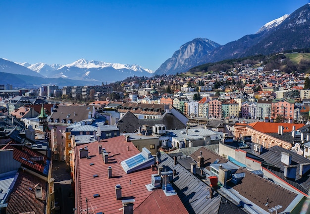 View of the city of innsbruck from the roof. Premium Photo
