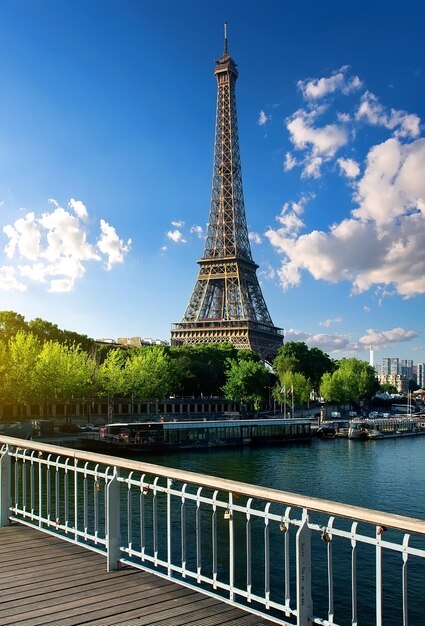 Premium Photo | View on eiffel tower from passerelle debilly in paris