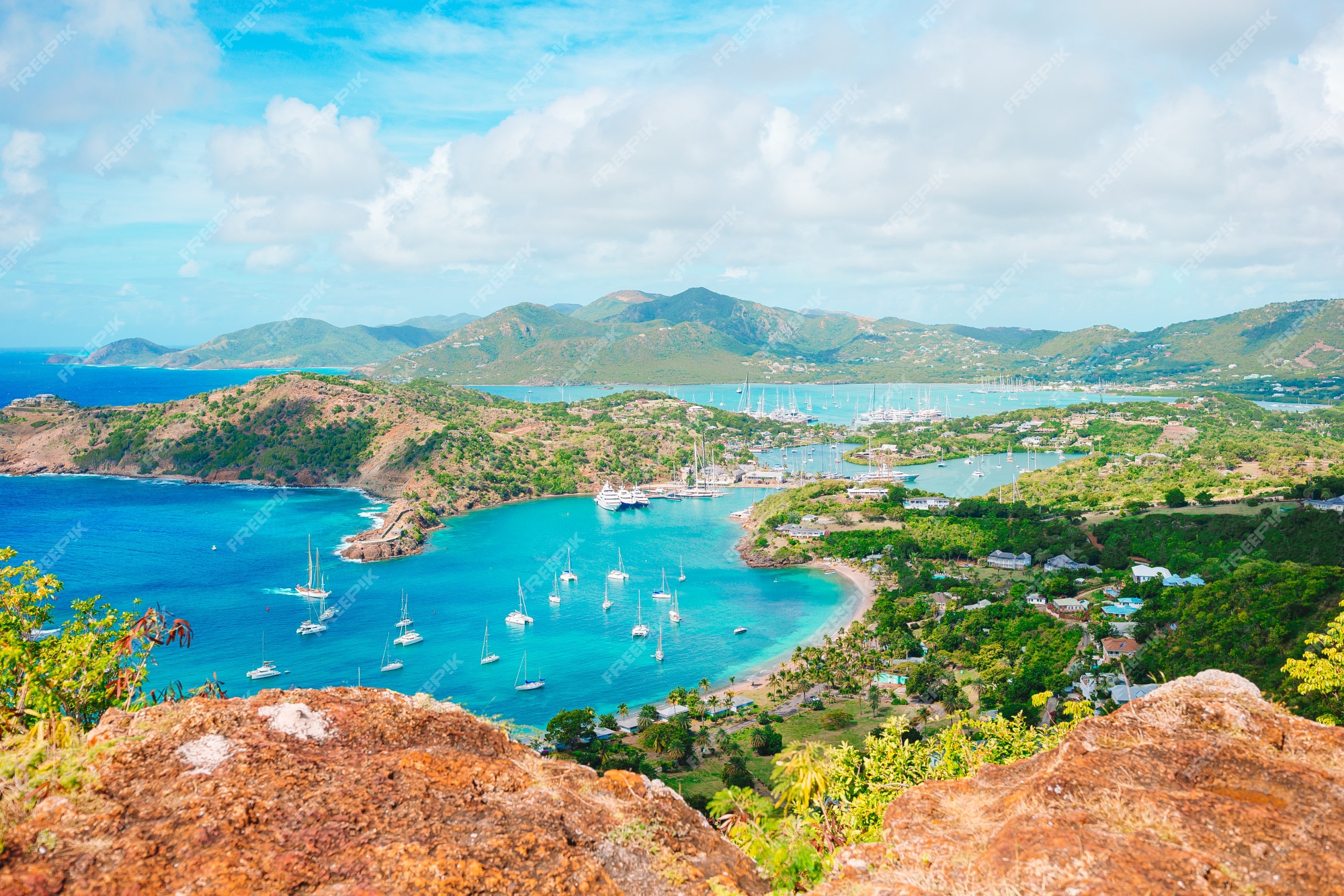 Premium Photo | View of english harbor from shirley heights, antigua