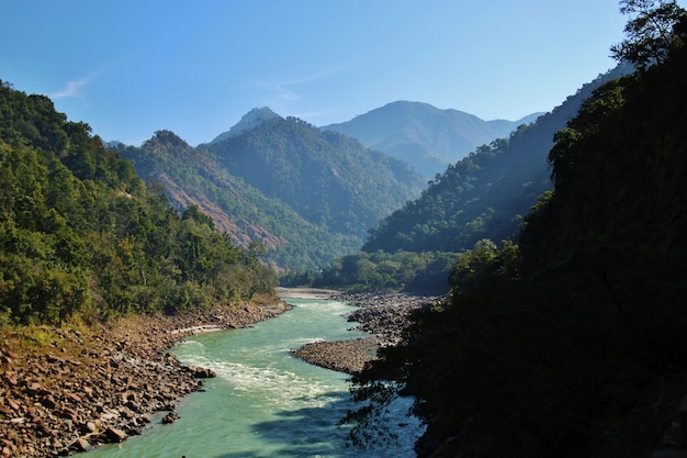 Premium Photo | View at ganga river and indian himalayas