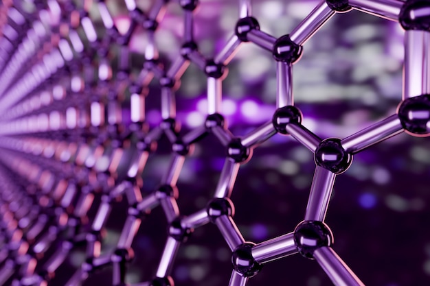 Premium Photo | View of a graphene molecular nano technology structure ...