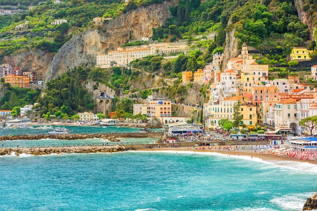 Premium Photo | View of harbor of amalfi town on amalfi coast, campania ...