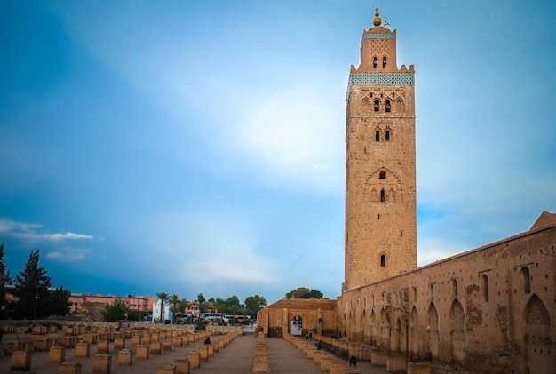 Premium Photo | A view of the koutoubia mosque in the evening ...