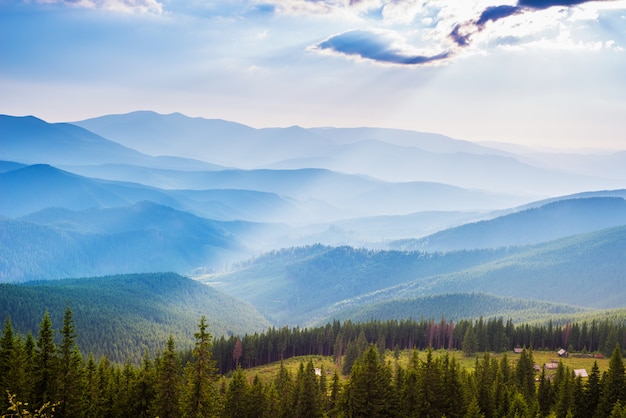 Premium Photo View Of Misty Fog Mountains In Autumn