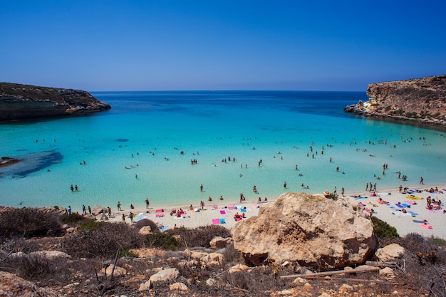 View Of The Most Famous Sea Place Of Lampedusa Spiaggia Dei