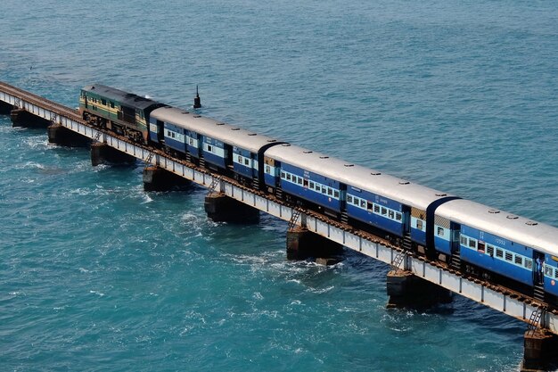 Premium Photo | View of pamban bridge in rameshwaram india