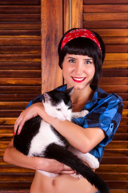 Premium Photo View Of A Pin Up Girl Happy With Short Hair