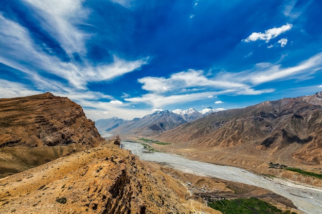 Premium Photo View Of Spiti Valley And Spiti River In Himalayas In