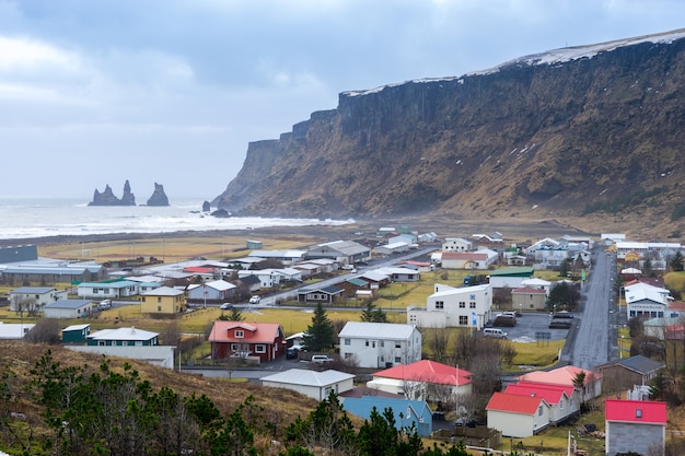 Premium Photo | View of vik city, iceland