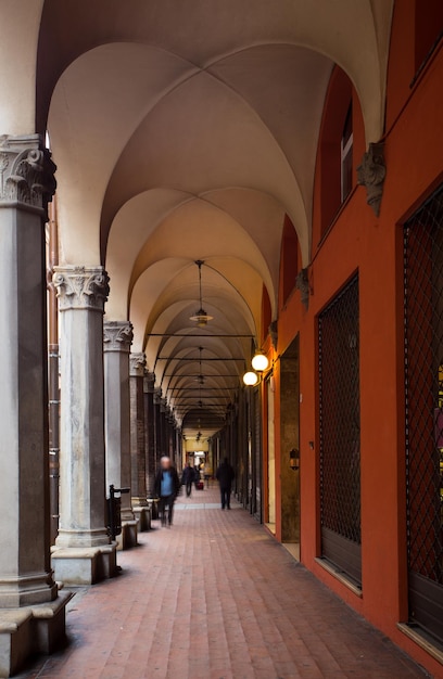 Premium Photo | View of well known arches of bologna, italy